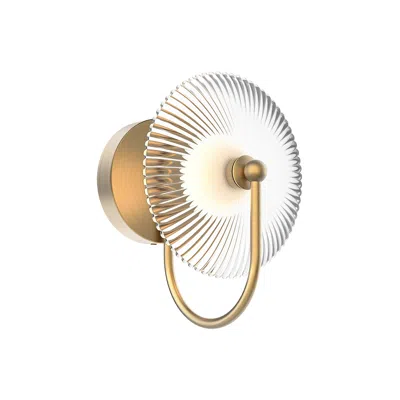 Kuzco Alora Mood Hera Led 11-in Brushed Gold/clear Ribbed Glass Wall Vanity