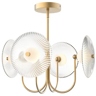 Kuzco Alora Mood Hera Led 21-in Brushed Gold/clear Ribbed Glass Pendant