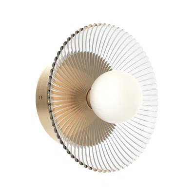 Kuzco Alora Mood Hera Led 9-in Brushed Gold/clear Ribbed Glass Wall Vanity