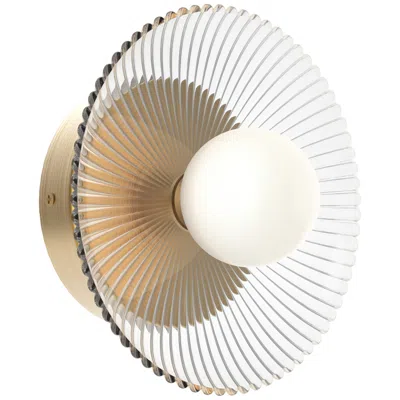 Kuzco Alora Mood Hera Led 9-in Brushed Gold/clear Ribbed Glass Wall Vanity