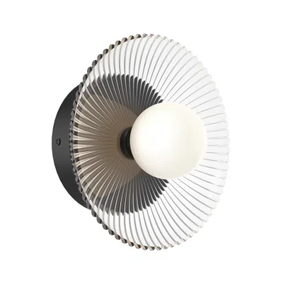 Kuzco Alora Mood Hera Led 9-in Matte Black/clear Ribbed Glass Wall Vanity