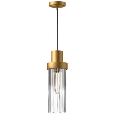 Kuzco Alora Mood Kent E26 5-in Brushed Gold/clear Ribbed Glass Pendant
