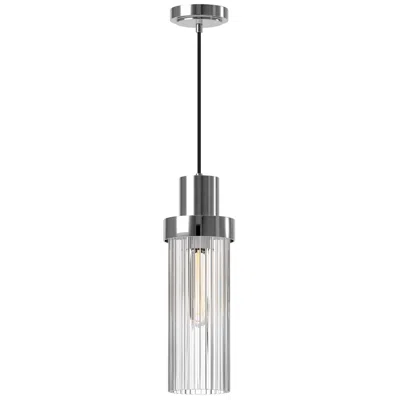Kuzco Alora Mood Kent E26 5-in Chrome/clear Ribbed Glass Pendant