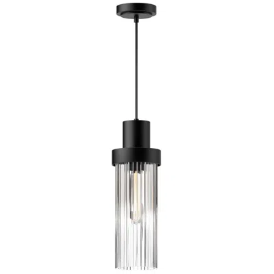 Kuzco Alora Mood Kent E26 5-in Clear Ribbed Glass/matte Black Pendant