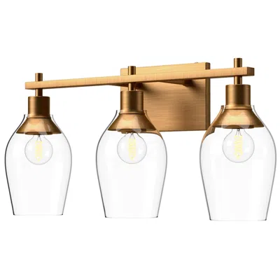 Kuzco Alora Mood Kingsley E26 22-in Aged Gold/clear Glass Vanity Light