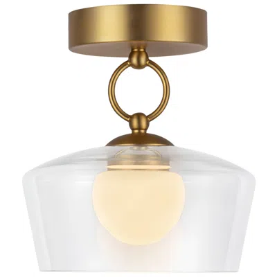 Kuzco Alora Mood Leota Led 8-in Brushed Gold/clear Glass Semi-flush Mount