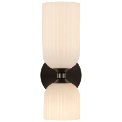 Kuzco Alora Mood Nelly E12 12-in Black/glossy Ribbed Opal Glass Wall Vanity