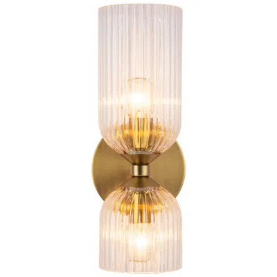 Kuzco Alora Mood Nelly E12 12-in Brushed Gold/clear Ribbed Glass Wall Vanity