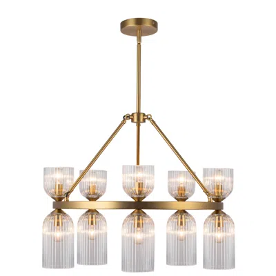 Kuzco Alora Mood Nelly E12 26-in Gold/clear Ribbed Glass Socket Chandelier