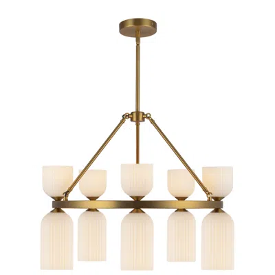 Kuzco Alora Mood Nelly E12 26-in Gold/glossy Ribbed Opal Glass Socket Chandelier