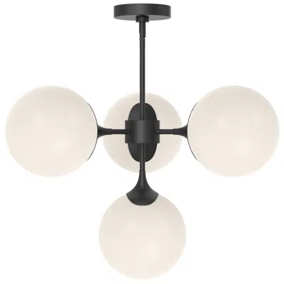 Kuzco Alora Mood Nouveau E26 26-in Matte Black/opal 4 Lights Chandeliers