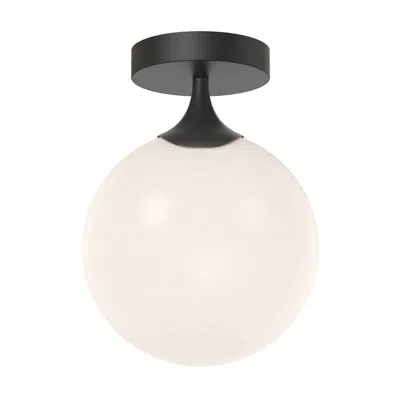 Kuzco Alora Mood Nouveau E26 8-in Matte Black/opal Matte Glass Flush Mount