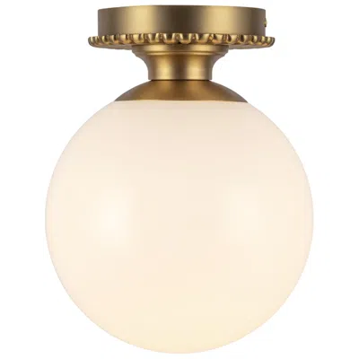 Kuzco Alora Mood Otis E26 8-in Brushed Gold/glossy Opal Glass Semi-flush Mount
