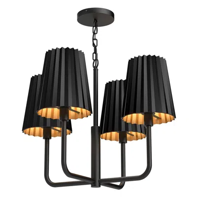 Kuzco Alora Mood Plisse E26 23-in Matte Black 4 Lights Chandeliers