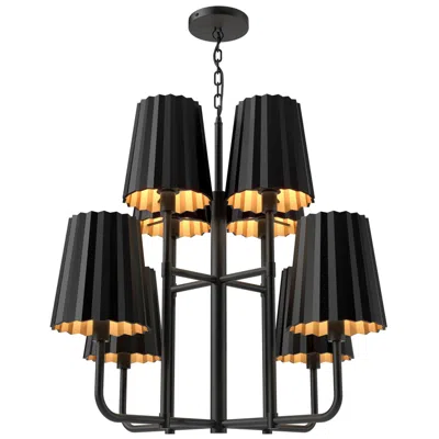 Kuzco Alora Mood Plisse E26 30-in Matte Black 8 Lights Chandeliers
