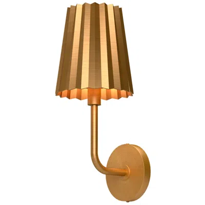 Kuzco Alora Mood Plisse E26 7-in Aged Gold Wall Vanity