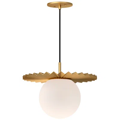 Kuzco Alora Mood Plume E26 14-in Brushed Gold/opal Matte Glass Pendant