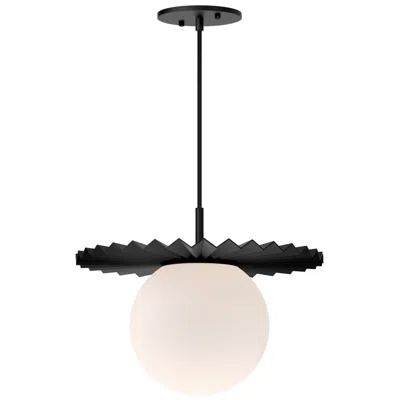 Kuzco Alora Mood Plume E26 14-in Matte Black/opal Matte Glass Pendant