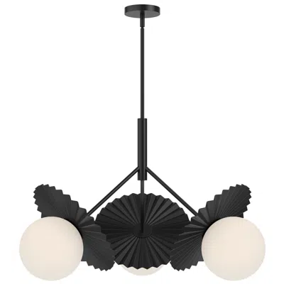 Kuzco Alora Mood Plume E26 34-in Matte Black/opal Glass Chandelier