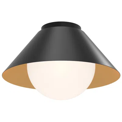 Kuzco Alora Mood Remy E26 14-in Matte Black/opal Glass Flush Mount