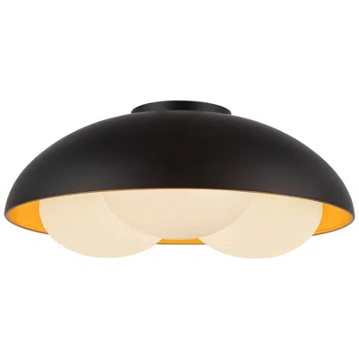 Kuzco Alora Mood Robyn E26 16-in Matte Black/opal Glass Flush Mount