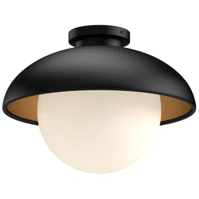 Kuzco Alora Mood Rubio E26 11-in Matte Black/opal Matte Glass Flush Mount