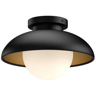 Kuzco Alora Mood Rubio E26 16-in Matte Black/opal Matte Glass Flush Mount