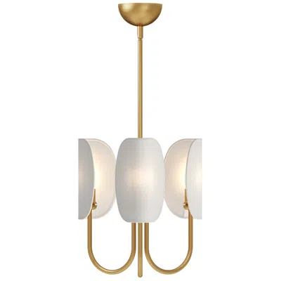 Kuzco Alora Mood Seno E12 15-in Aged Gold/white Cotton Fabric Chandelier