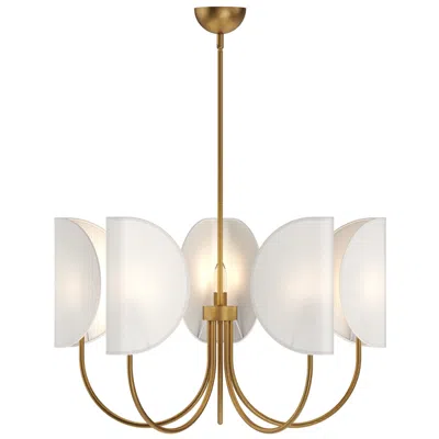 Kuzco Alora Mood Seno E12 32-in Aged Gold/white Cotton Fabric Chandelier
