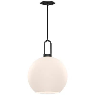 Kuzco Alora Mood Soji E26 10-in Matte Black/opal Matte Glass Pendant