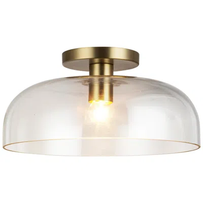 Kuzco Alora Mood Sylvia E26 12-in Brushed Gold/clear Glass Semi-flush Mount