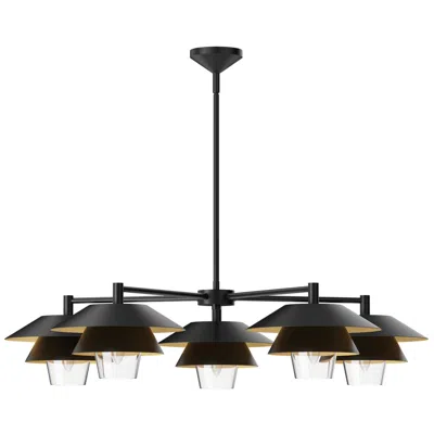 Kuzco Alora Mood Tetsu E12 38-in Matte Black/clear Glass Chandelier