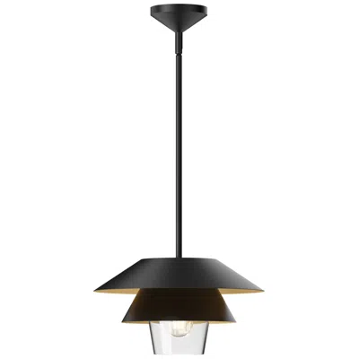 Kuzco Alora Mood Tetsu E26 13-in Matte Black/clear Glass Pendant