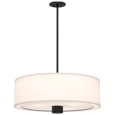 Kuzco Alora Mood Theo E26 24-in Matte Black/white Linen Pendant