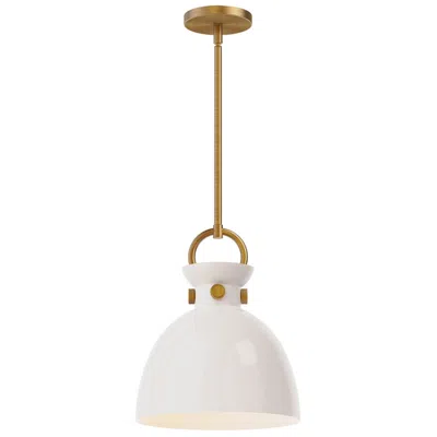 Kuzco Alora Mood Waldo E26 11-in Aged Gold/glossy Opal Glass Pendant