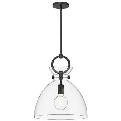 Kuzco Alora Mood Waldo E26 14-in Matte Black/clear Glass Pendant