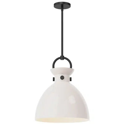 Kuzco Alora Mood Waldo E26 14-in Matte Black/glossy Opal Glass Pendant