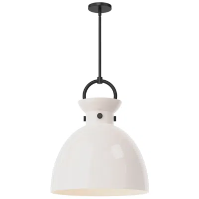 Kuzco Alora Mood Waldo E26 18-in Matte Black/glossy Opal Glass Pendant In White