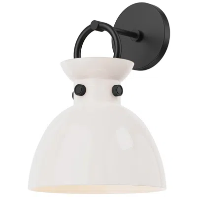 Kuzco Alora Mood Waldo E26 9-in Matte Black/glossy Opal Glass Wall Vanity