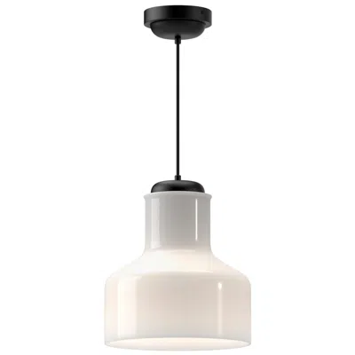 Kuzco Alora Mood Westlake E26 11-in Glossy Opal Glass/matte Black Pendant