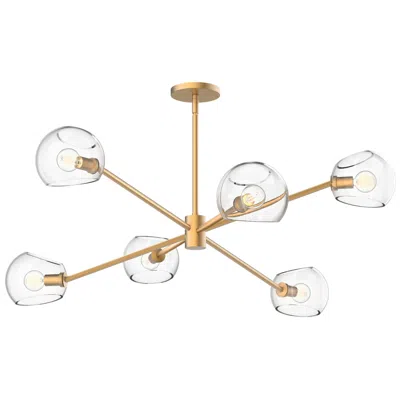 Kuzco Alora Mood Willow E12 37-in Brushed Gold/clear Glass 6 Lights Chandeliers