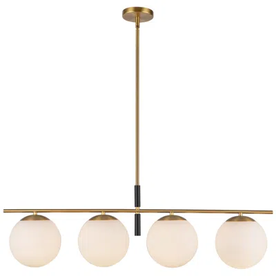 Kuzco Alora Mood Zuri E26 37-in Brushed Gold/opal Glass Linear Pendant