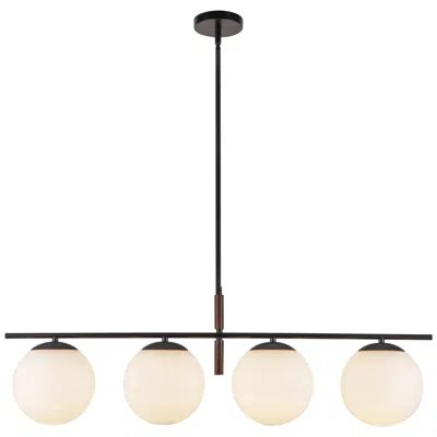 Kuzco Alora Mood Zuri E26 37-in Matte Black/opal Glass Linear Pendant