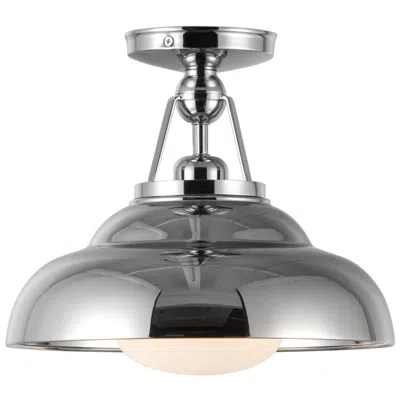 Kuzco Alora Palmetto E26 12-in Polished Nickel/glossy Opal Semi-flush Mount