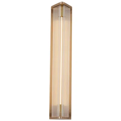 Kuzco Alora Sabre Led 23-in Ribbed Glass/vintage Brass Wall Vanity In Gold