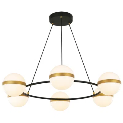 Kuzco Alora Tagliato Led 36-in Matte Black/brushed Gold Led Chandeliers