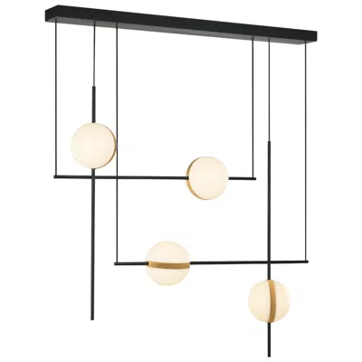 Kuzco Alora Tagliato Led 40-in Matte Black/brushed Gold Linear Pendant