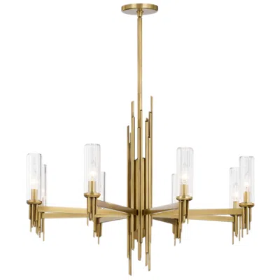 Kuzco Alora Torres E12 36-in Ribbed Glass/vintage Brass Chandelier