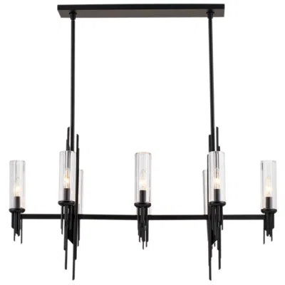 Kuzco Alora Torres E12 38-in Clear Ribbed Glass/matte Black Linear Pendant