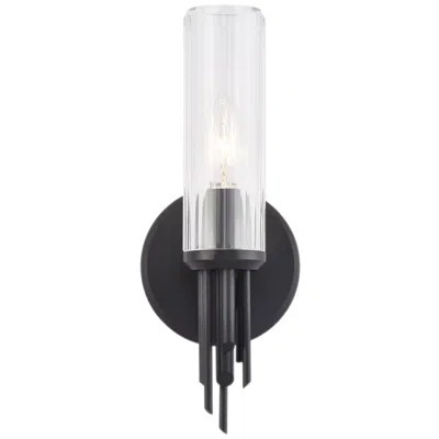 Kuzco Alora Torres E12 3-in Clear Ribbed Glass/matte Black Wall Vanity